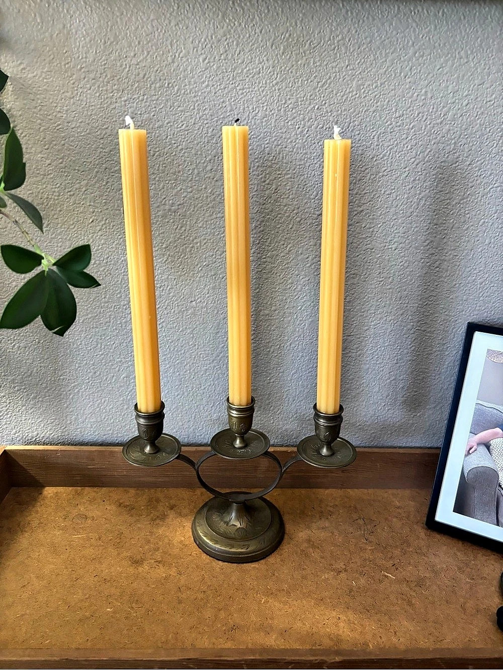 3-Light Candelabra in Gold & Brown